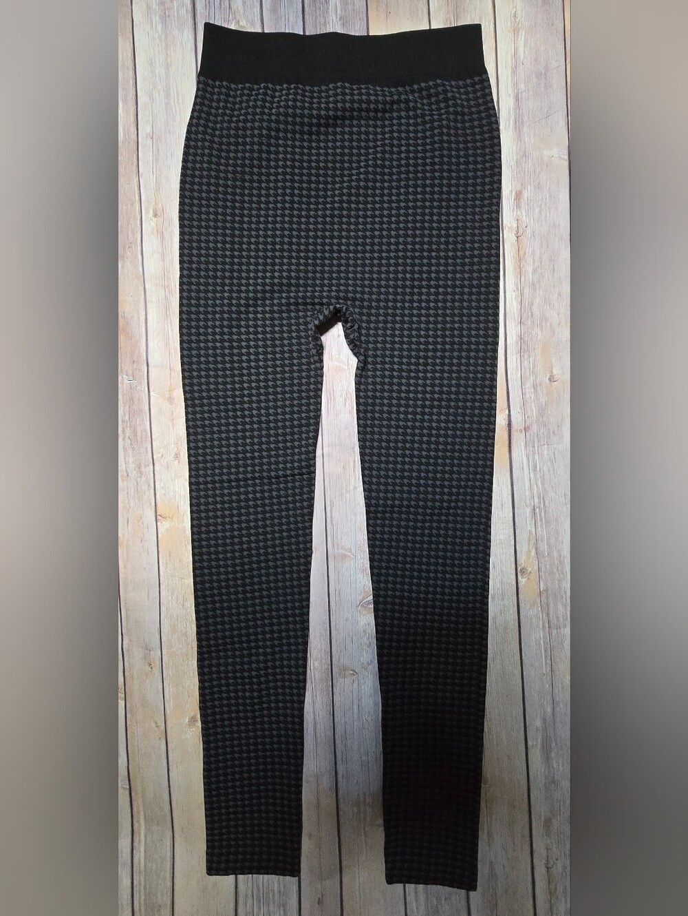 Black Houndstooth Fleece Lined Leggings